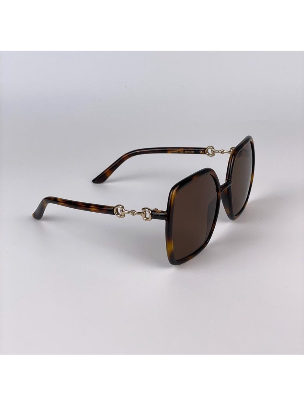 Gucci Tortoiseshell Square Frame Women's Sunglasses with Gold Accents - Brown